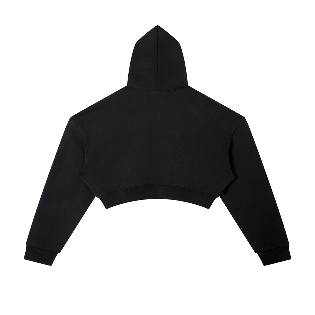 GREEN RABBIT CROPPED HOODIE