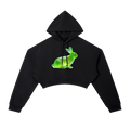 GREEN RABBIT CROPPED HOODIE